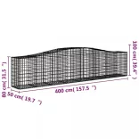 15 db íves horganyzott vas gabion kosár 400x50x80/100 cm