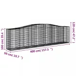 20 db íves horganyzott vas gabion kosár 400x50x100/120 cm