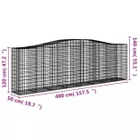 2 db íves horganyzott vas gabion kosár 400x50x120/140 cm