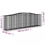 3 db íves horganyzott vas gabion kosár 400x50x120/140 cm