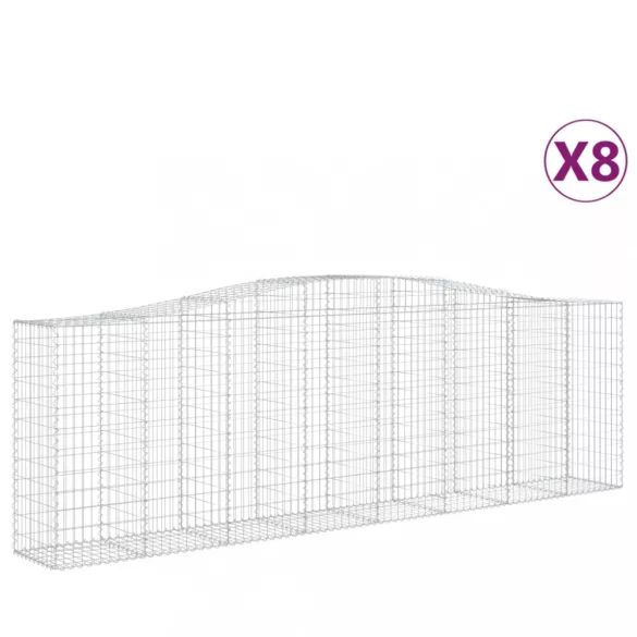 8 db íves horganyzott vas gabion kosár 400x50x120/140 cm