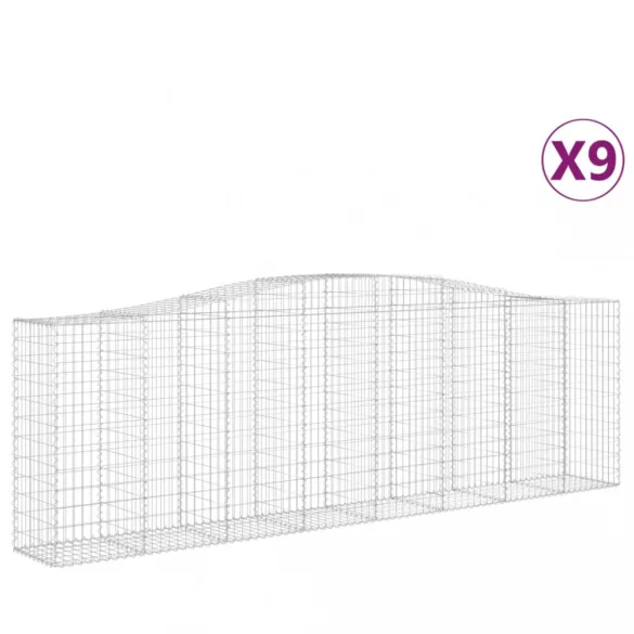9 db íves horganyzott vas gabion kosár 400x50x120/140 cm