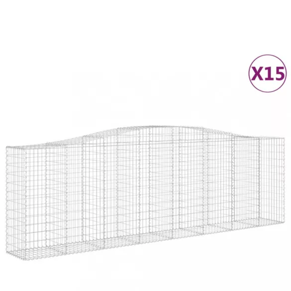 15 db íves horganyzott vas gabion kosár 400x50x120/140 cm