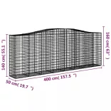 2 db íves horganyzott vas gabion kosár 400x50x140/160 cm