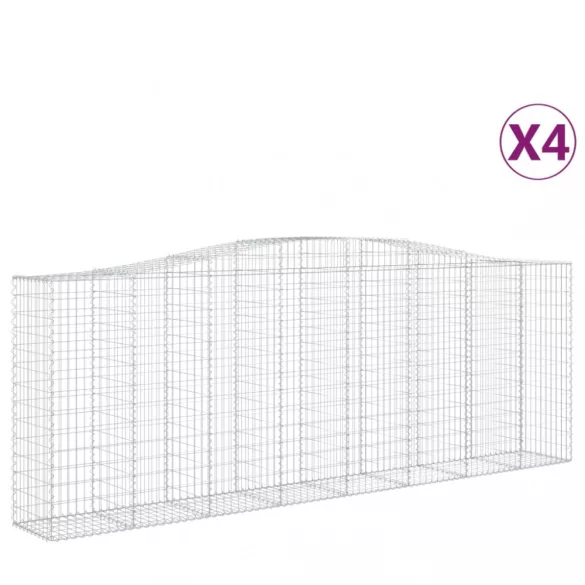 4 db íves horganyzott vas gabion kosár 400x50x140/160 cm