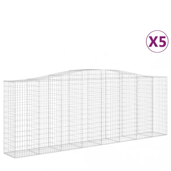 5 db íves horganyzott vas gabion kosár 400x50x140/160 cm