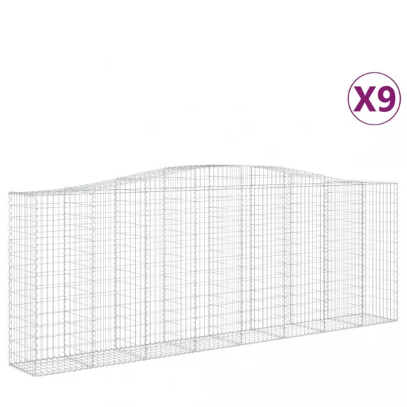9 db íves horganyzott vas gabion kosár 400x50x140/160 cm