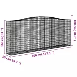 3 db íves horganyzott vas gabion kosár 400x50x160/180 cm