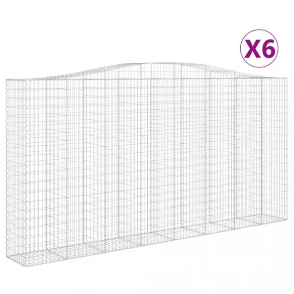 6 db íves horganyzott vas gabion kosár 400x50x200/220 cm