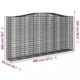 7 db íves horganyzott vas gabion kosár 400x50x200/220 cm