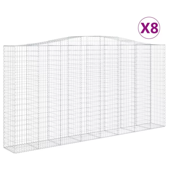 8 db íves horganyzott vas gabion kosár 400x50x200/220 cm