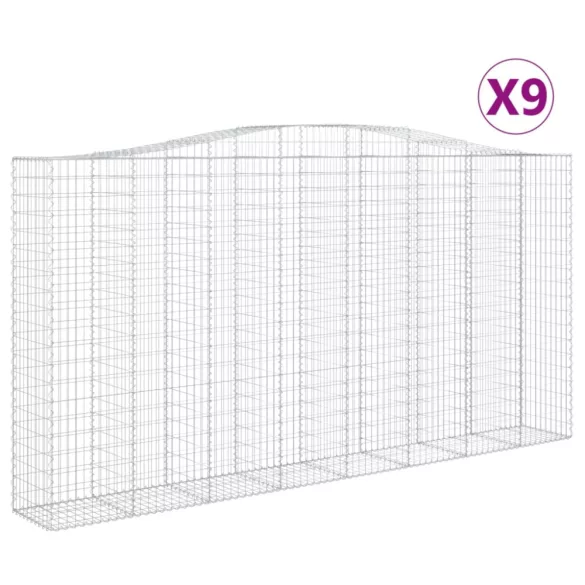9 db íves horganyzott vas gabion kosár 400x50x200/220 cm