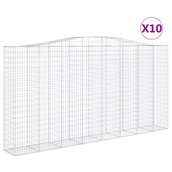 10 db íves horganyzott vas gabion kosár 400x50x200/220 cm