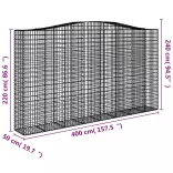 4 db íves horganyzott vas gabion kosár 400x50x220/240 cm