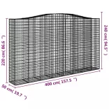6 db íves horganyzott vas gabion kosár 400x50x220/240 cm