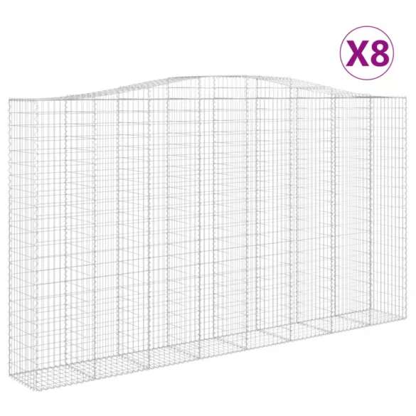 8 db íves horganyzott vas gabion kosár 400x50x220/240 cm