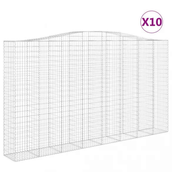 10 db íves horganyzott vas gabion kosár 400x50x220/240 cm