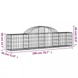 9 db íves horganyzott vas gabion kosár 200x30x40/60 cm