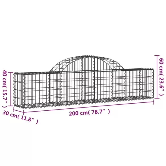 11 db íves horganyzott vas gabion kosár 200x30x40/60 cm