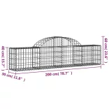 12 db íves horganyzott vas gabion kosár 200x30x40/60 cm
