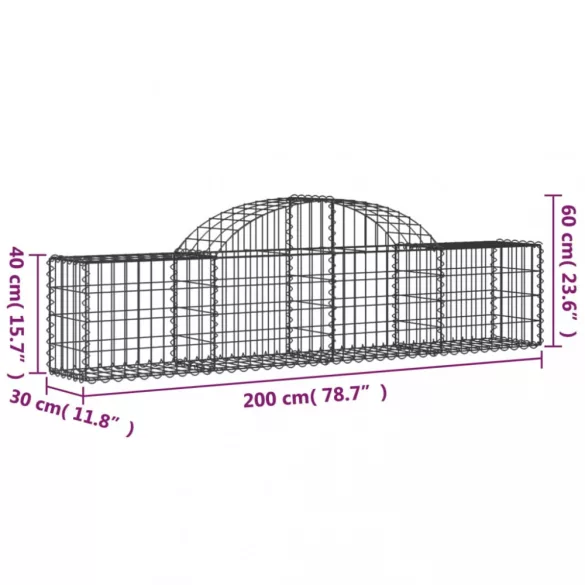 18 db íves horganyzott vas gabion kosár 200x30x40/60 cm