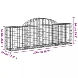 10 db íves horganyzott vas gabion kosár 200x30x60/80 cm