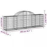 14 db íves horganyzott vas gabion kosár 200x30x60/80 cm