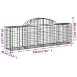50 db íves horganyzott vas gabion kosár 200x30x60/80 cm