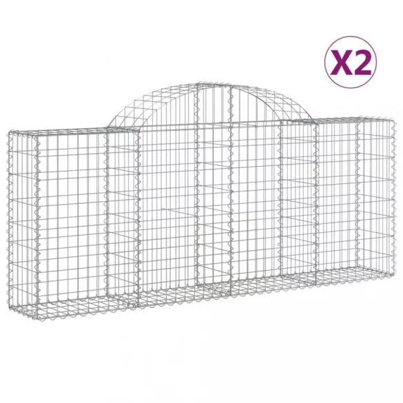 2 db íves horganyzott vas gabion kosár 200x30x80/100 cm