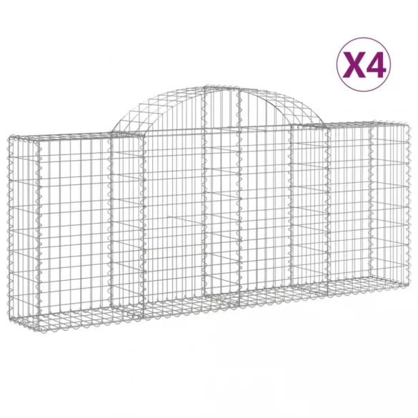 4 db íves horganyzott vas gabion kosár 200x30x80/100 cm