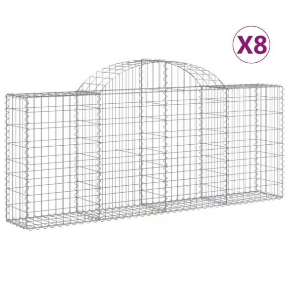 8 db íves horganyzott vas gabion kosár 200x30x80/100 cm