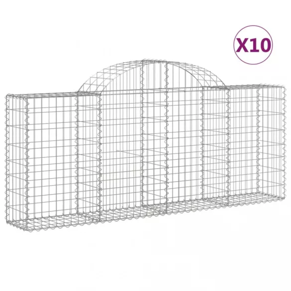 10 db íves horganyzott vas gabion kosár 200x30x80/100 cm