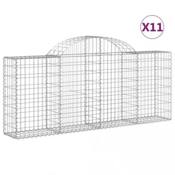 11 db íves horganyzott vas gabion kosár 200x30x80/100 cm