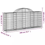 11 db íves horganyzott vas gabion kosár 200x30x80/100 cm