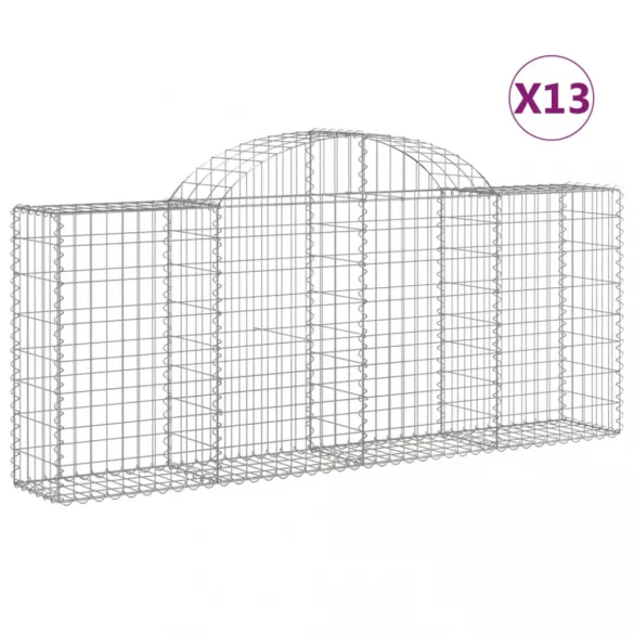 13 db íves horganyzott vas gabion kosár 200x30x80/100 cm