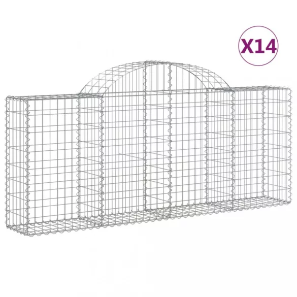 14 db íves horganyzott vas gabion kosár 200x30x80/100 cm