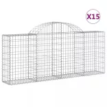 15 db íves horganyzott vas gabion kosár 200x30x80/100 cm