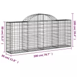 15 db íves horganyzott vas gabion kosár 200x30x80/100 cm