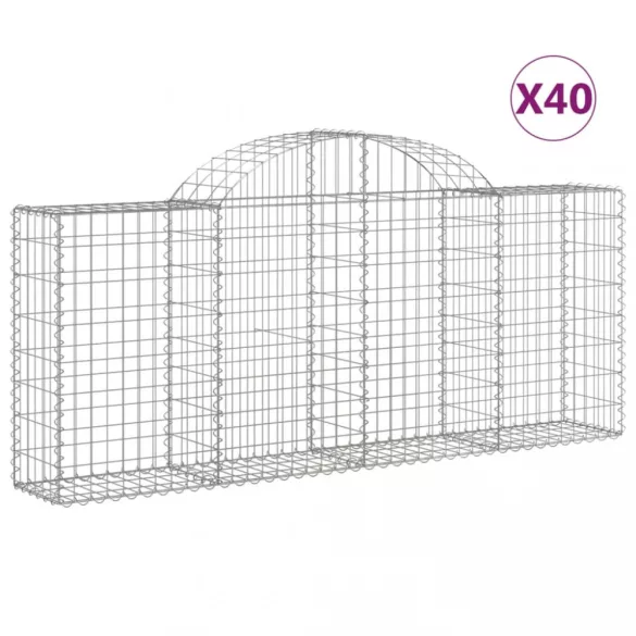 40 db íves horganyzott vas gabion kosár 200x30x80/100 cm