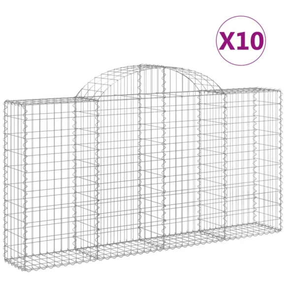 10 db íves horganyzott vas gabion kosár 200x30x100/120 cm
