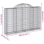 2 db íves horganyzott vas gabion kosár 200x30x120/140 cm