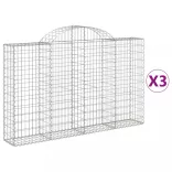 3 db íves horganyzott vas gabion kosár 200x30x120/140 cm