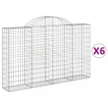 6 db íves horganyzott vas gabion kosár 200x30x120/140 cm