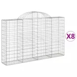8 db íves horganyzott vas gabion kosár 200x30x120/140 cm