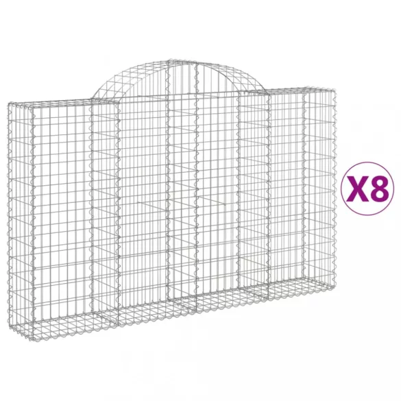 8 db íves horganyzott vas gabion kosár 200x30x120/140 cm