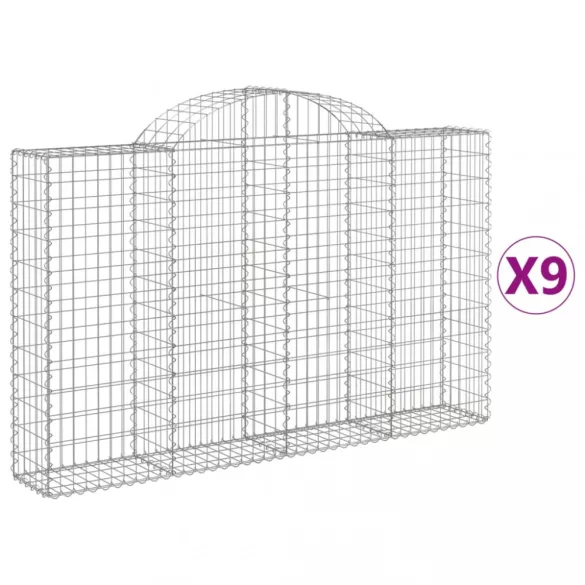 9 db íves horganyzott vas gabion kosár 200x30x120/140 cm