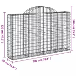15 db íves horganyzott vas gabion kosár 200x30x120/140 cm