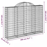 3 db íves horganyzott vas gabion kosár 200x30x140/160 cm