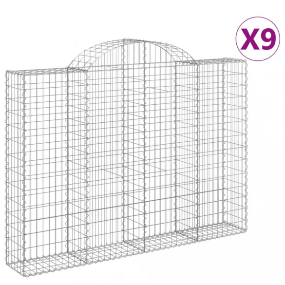 9 db íves horganyzott vas gabion kosár 200x30x140/160 cm