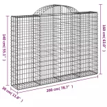 9 db íves horganyzott vas gabion kosár 200x30x140/160 cm